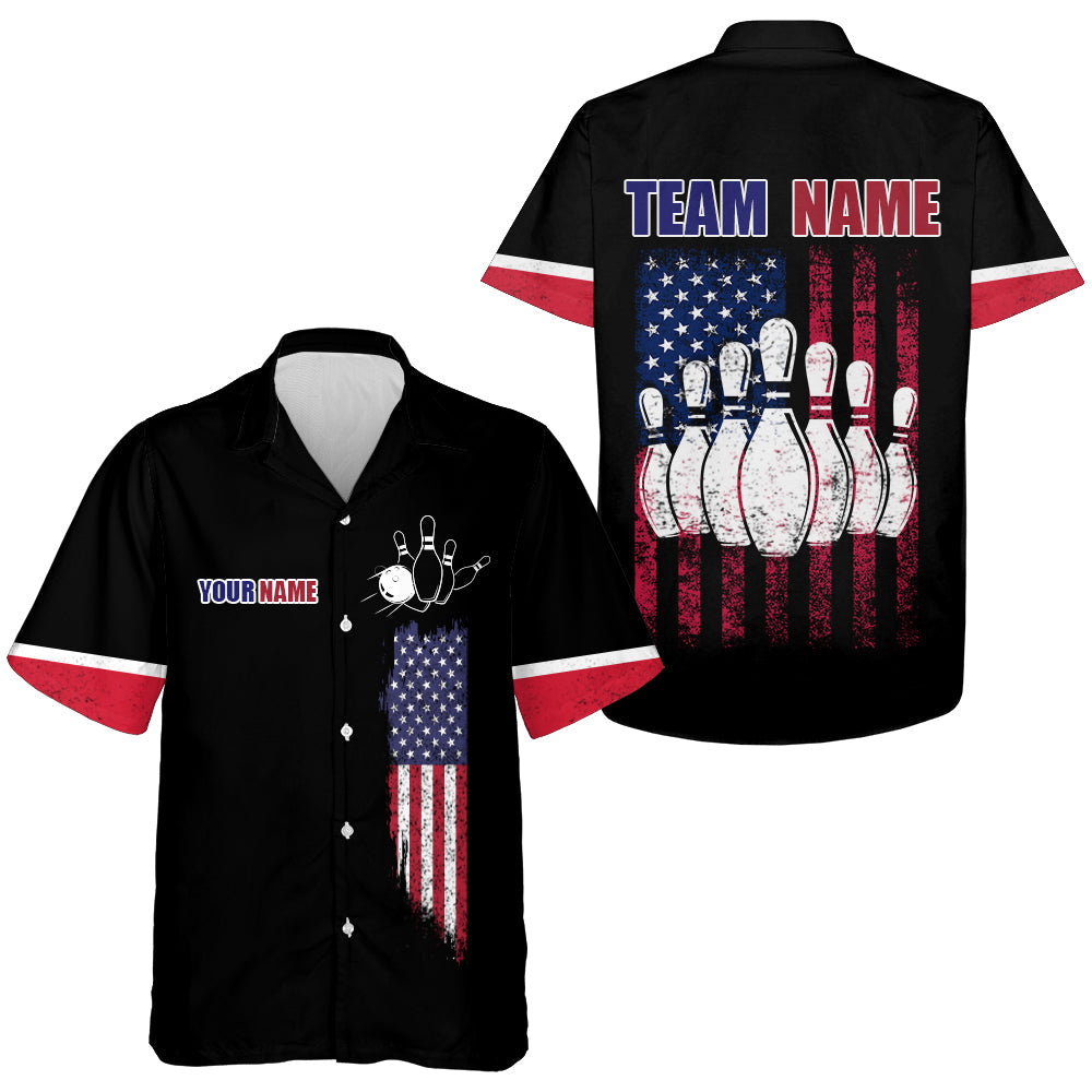 Hawaiian Bowling Shirt For Men Women Custom American Flag Bowling Shirt