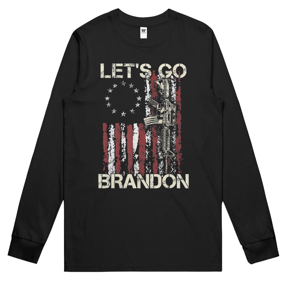 Lets Go Brandon Gun American Flag Patriots Let’S Go Brandon Long Sleeve T Shirts