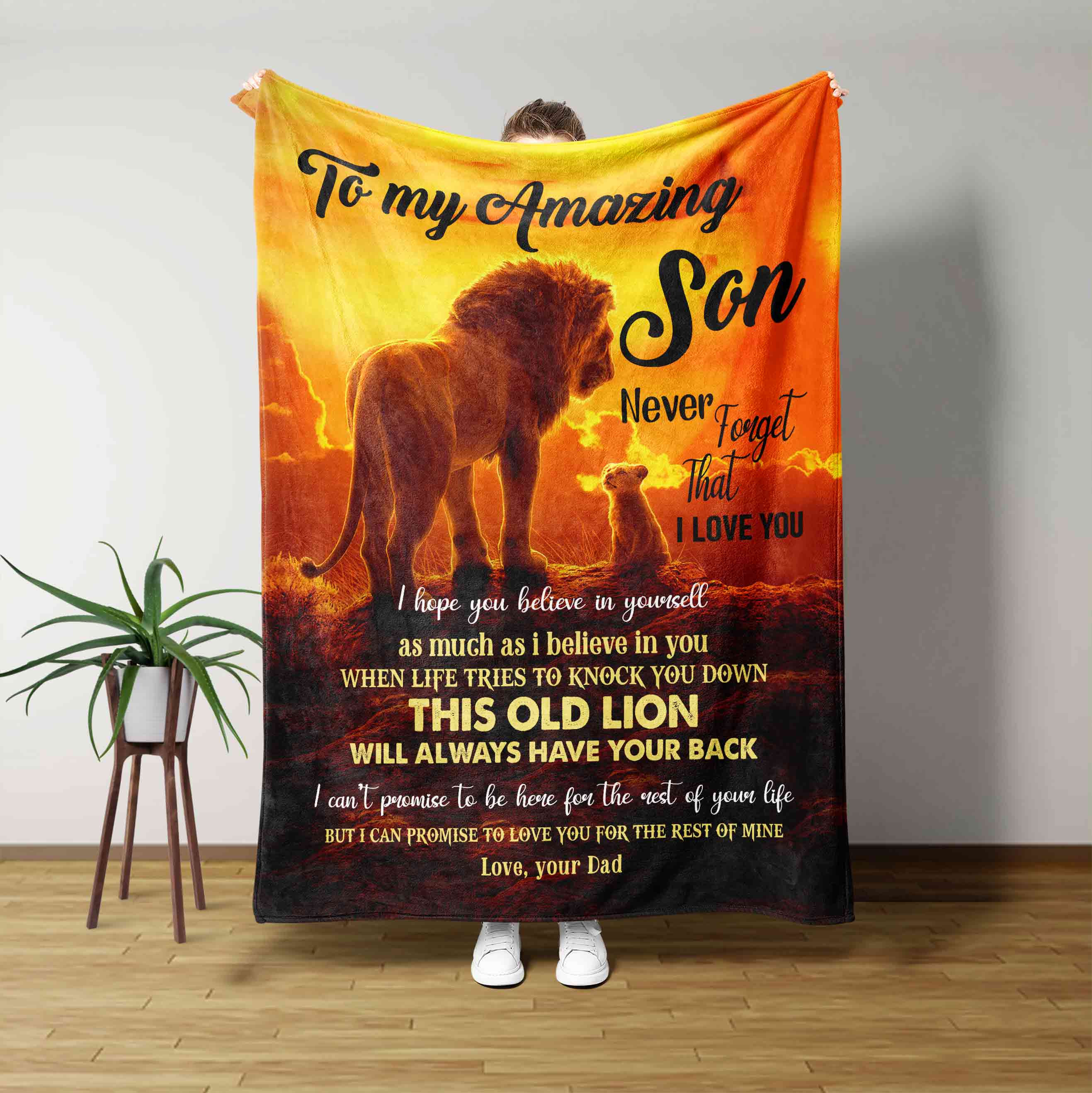 To My Amazing Son Blanket, Lion Blanket, Custom Name Blanket, Family Blanket, Gift Blanket