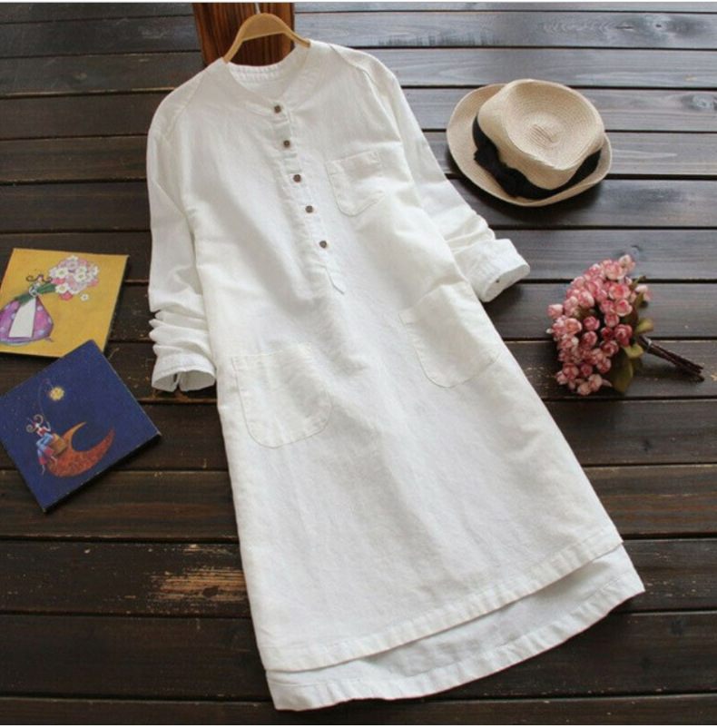 Vintage Elegant Streetwear Long Sleeve Dress for Women Y2k Women Clothing Cotton Linen Casual Autumn Ethnic Style Spring New alx