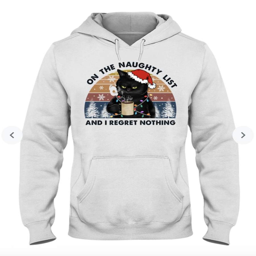 Cat On The Naughty List Hooded Sweatshirt – Christmas hoodie