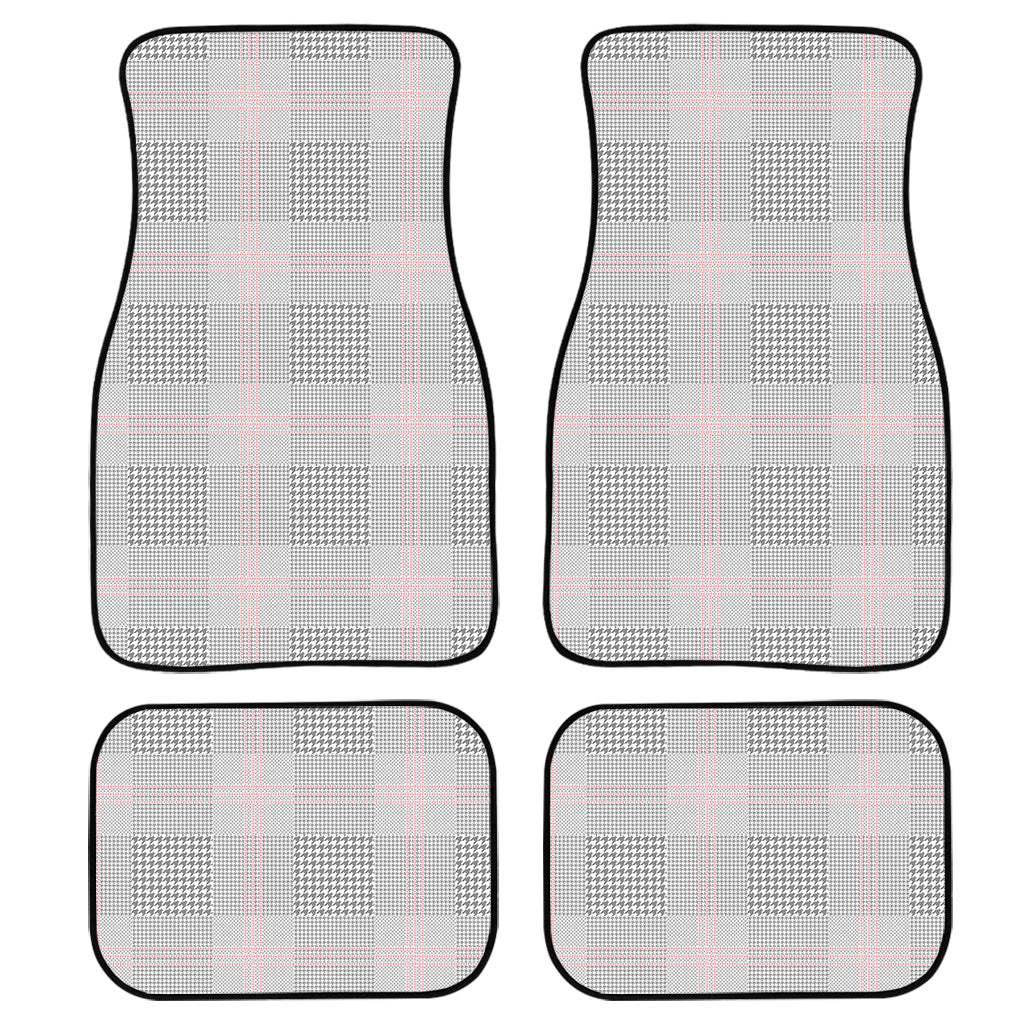 Grey Prince Of Wales Check Print Front And Back Car Floor Mats, Front Car Mat