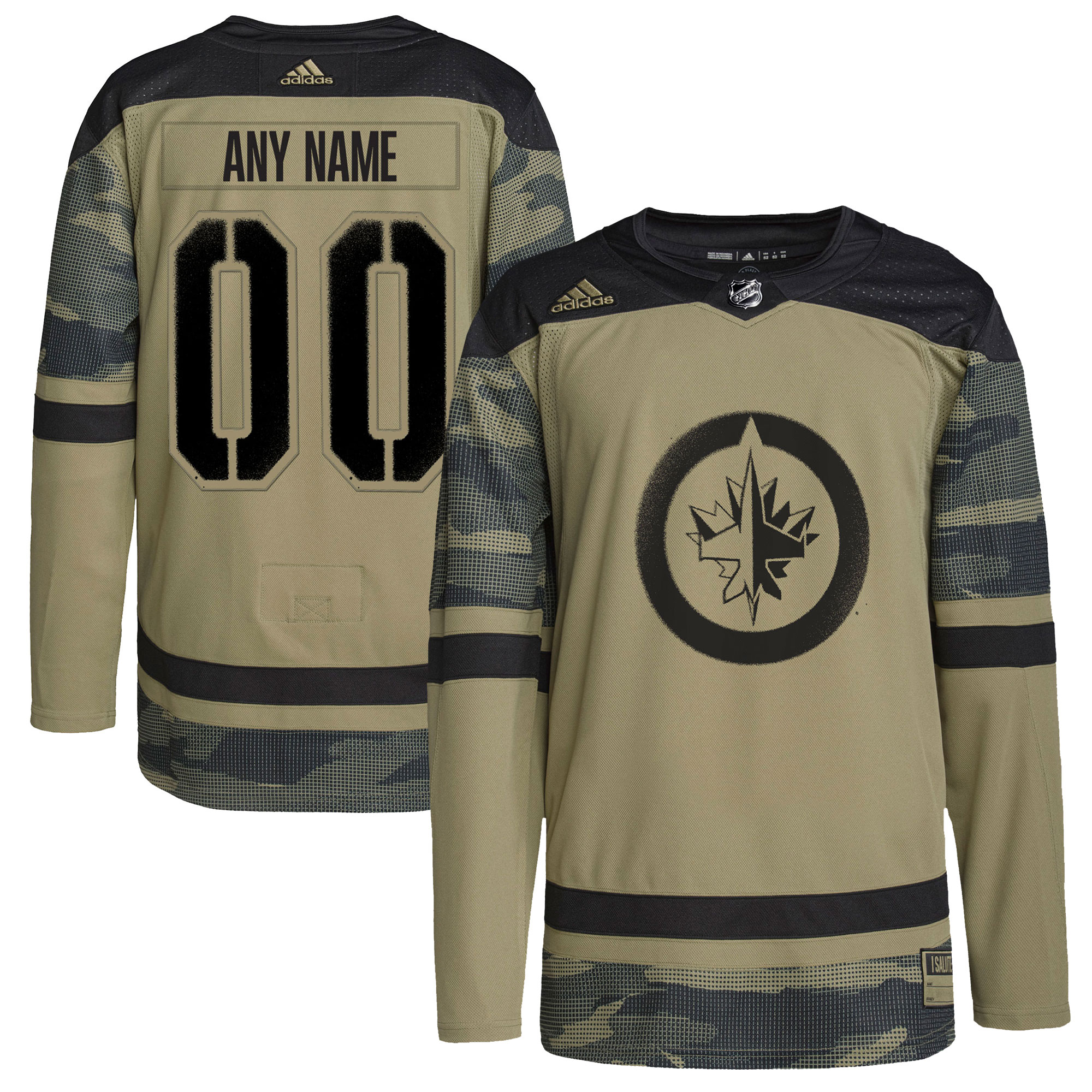 Winnipeg Jets adidas Camo Logo Military Appreciation Team Authentic Custom Practice Jersey