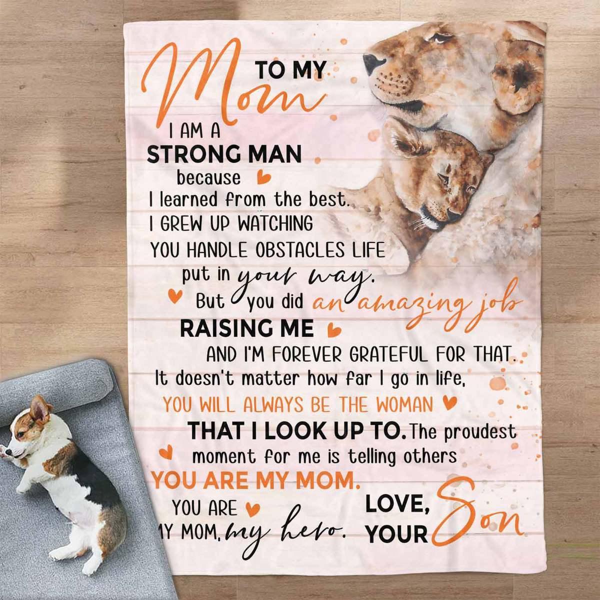 To My Mom I Am A Strong Man – Gift For Mother’S Day, Gift For Home Decor, Gitf For Family – Sherpa Blanket Fleece Blanket Premium Wall Art