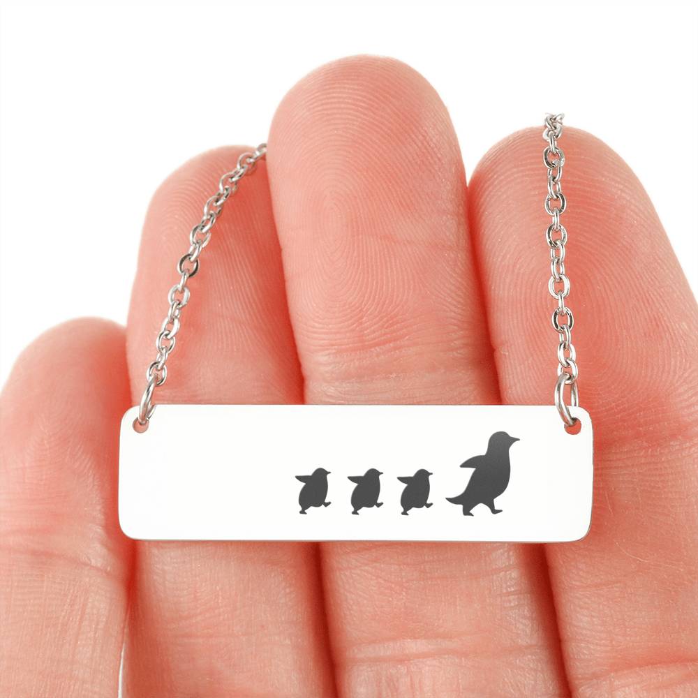 Personalized Penguin Parent + 3 Baby Penguins – Necklace