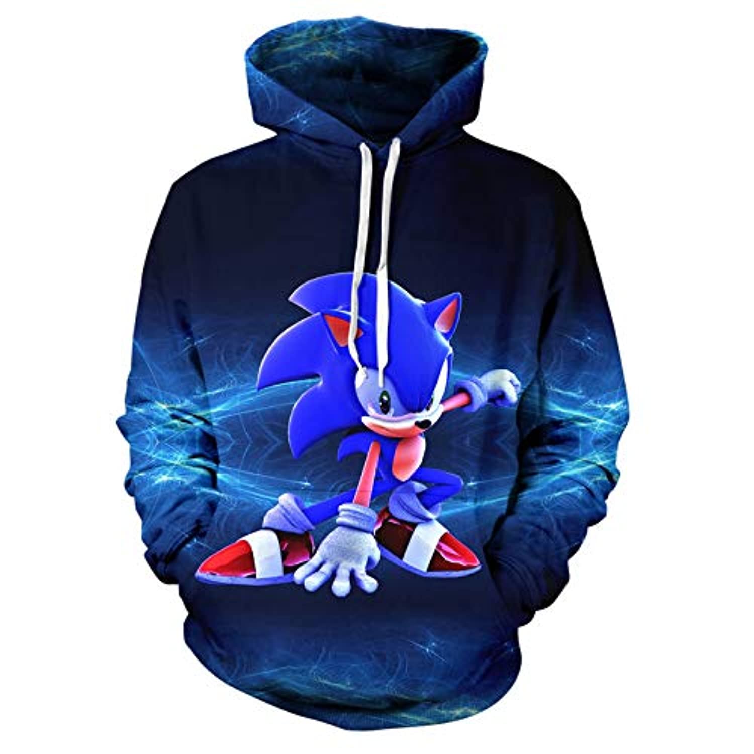 Cartoon Games Sonic Hoodie – Sonic the Hedgehog Blue 3D Print Unisex Pullover Hoodie for Teens Men Women