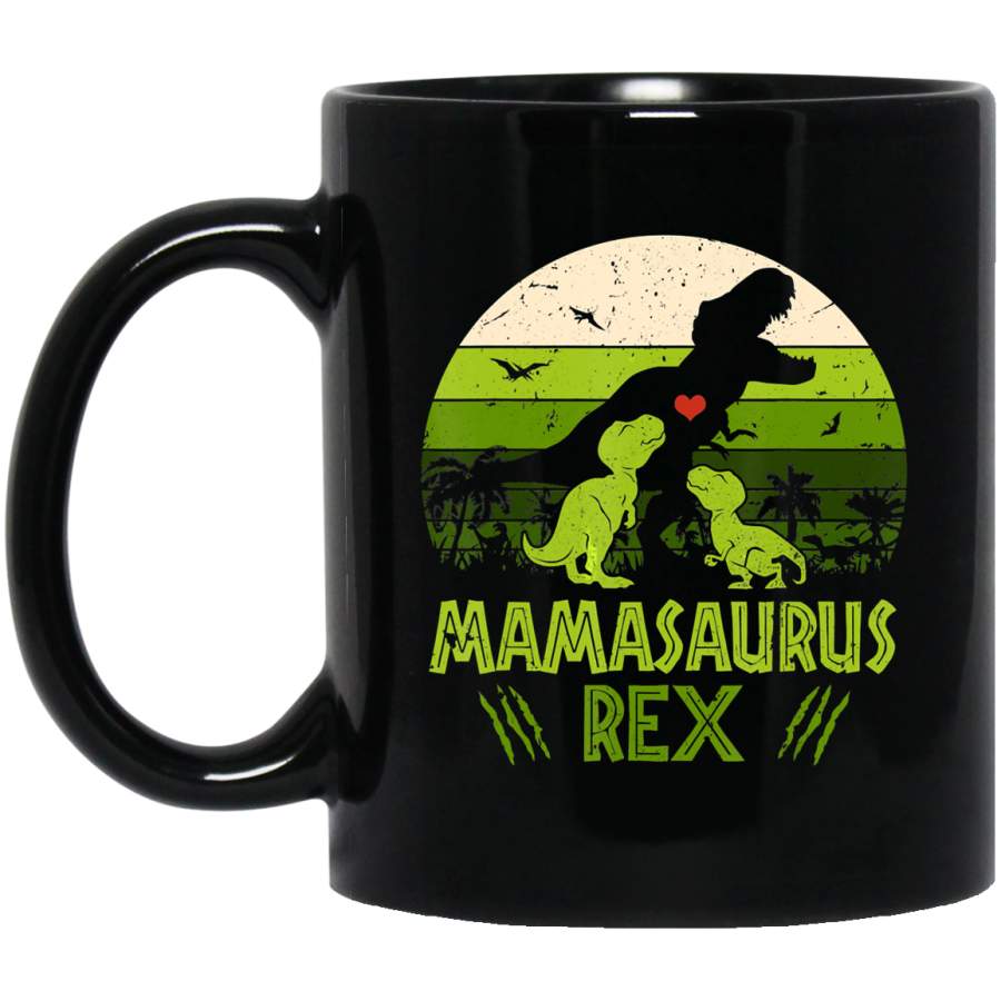 Vintage Retro 2 Kids Mamasaurus Dinosaur Lover Gift Coffee Mug