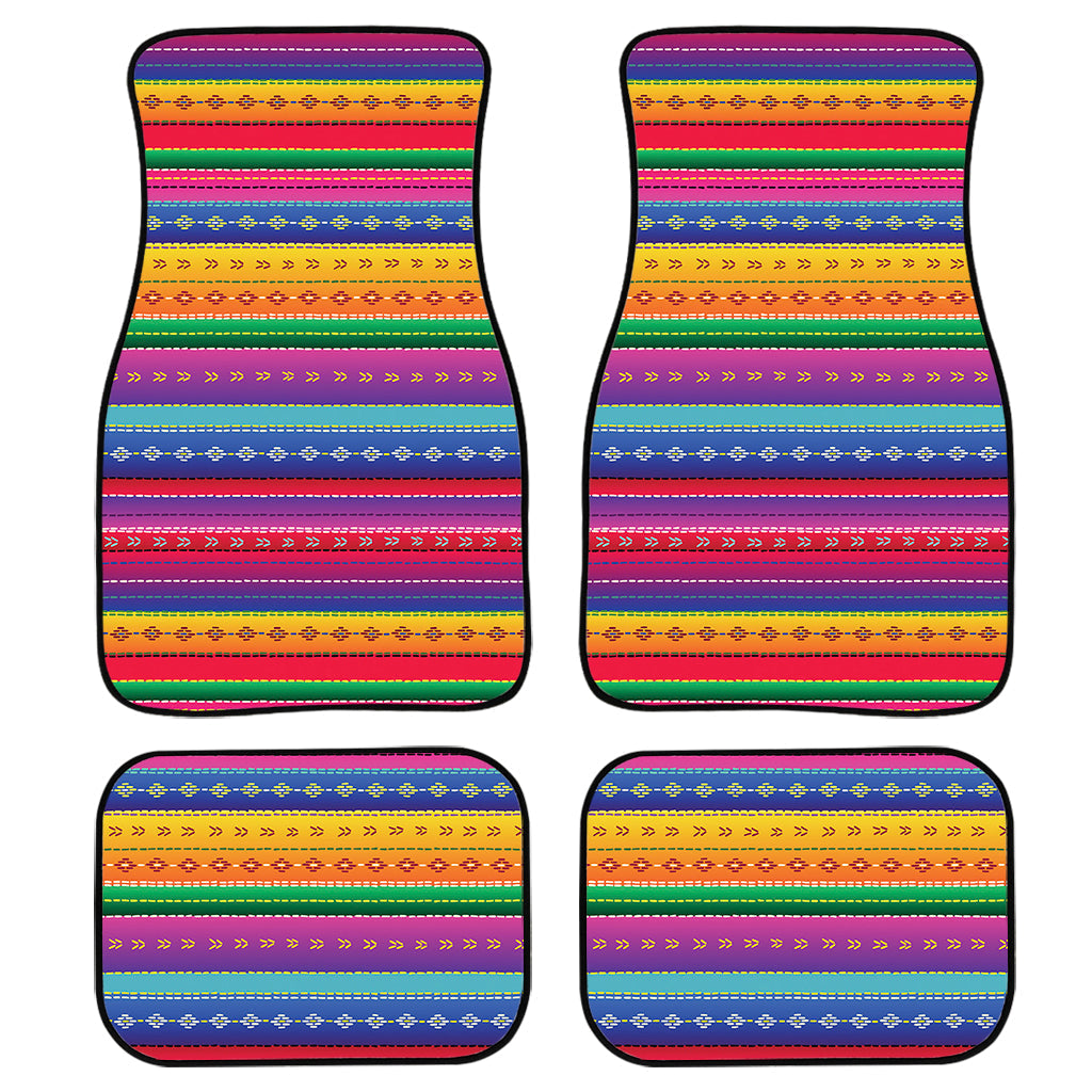 Colorful Mexican Serape Pattern Print Front And Back Car Floor Mats, Front Car Mat