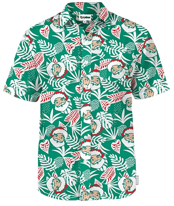 Christmas Hawaii Santa Palms Button Up Shirt For Men Ha33980