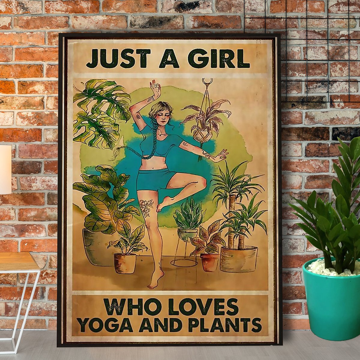 Yoga Just A Girl Who Loves Yoga And Plants Vintage  Poster No Frame Matte Canvas