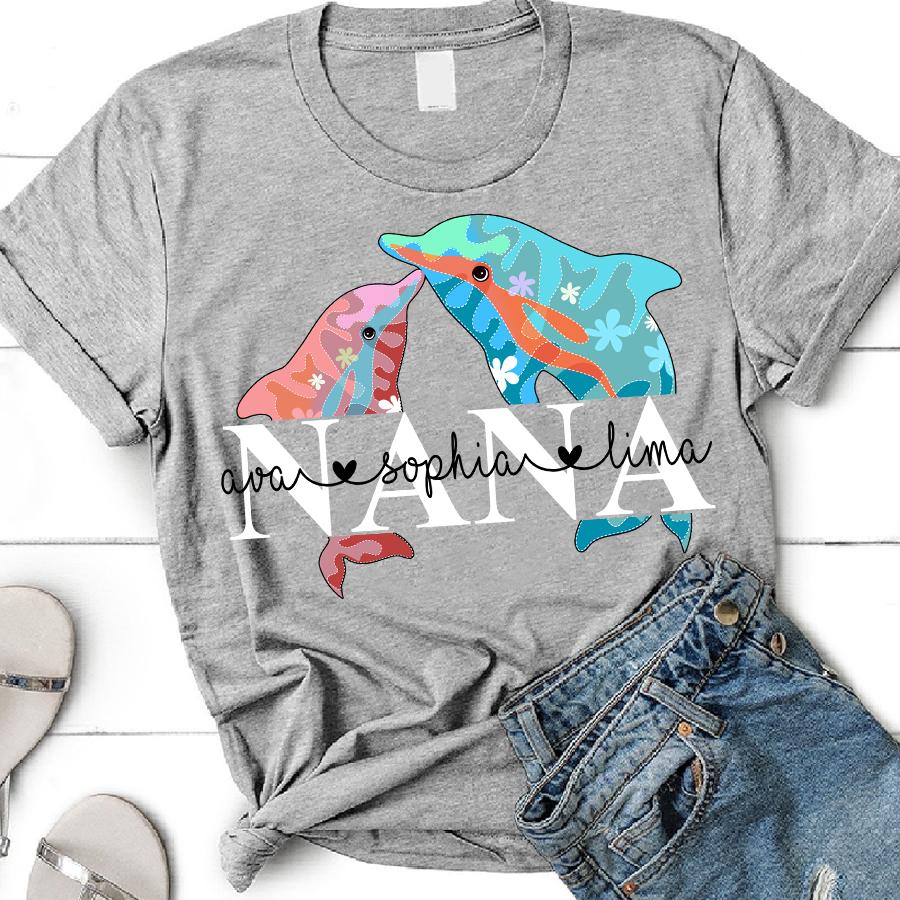 Nana Dolphin, Family Customize Personalized T-Shirt, Hoodie Adult, Kid, Unisex