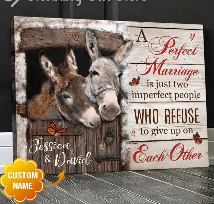 Personalized Name Text Canvas, Poster Gift For Couple Wedding Gifts For Couples Donkey Canvas, Poster Canvas, Poster Wall