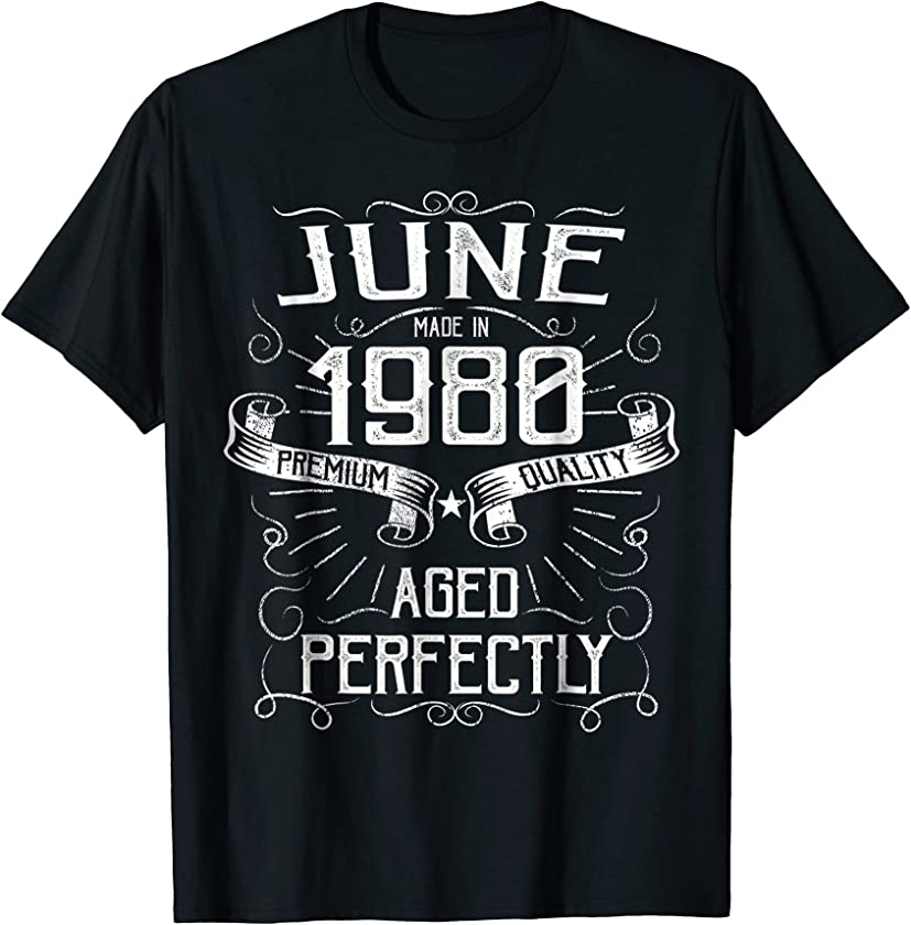 Vintage June Made in 1980 T-Shirt 38th Birthday Gift Tee