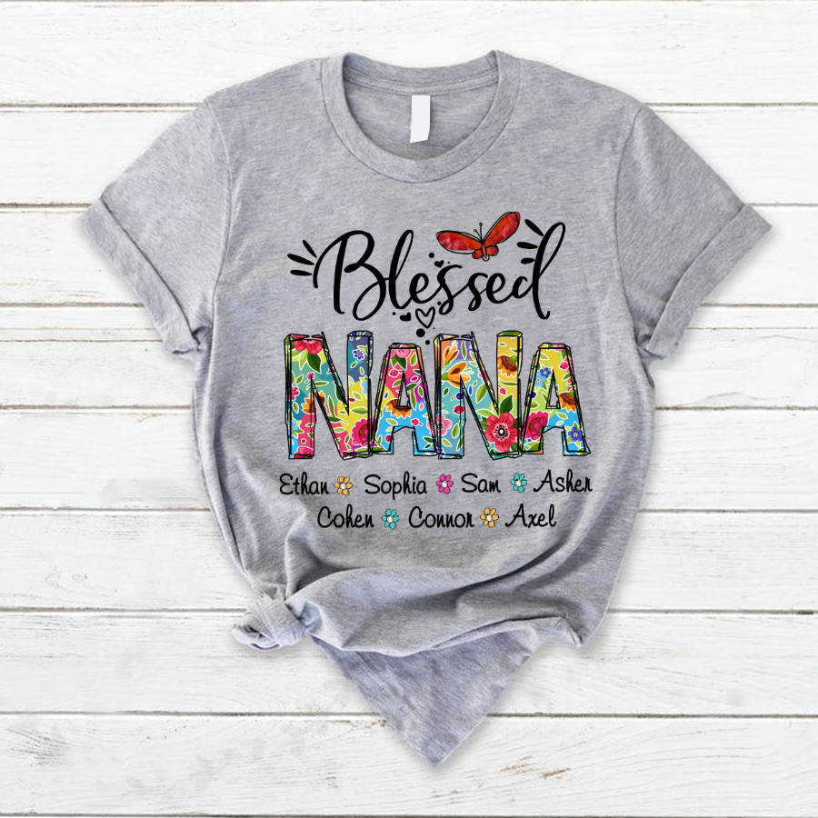 Blessed Nana Grandklids Flower Colorful T-Shirt