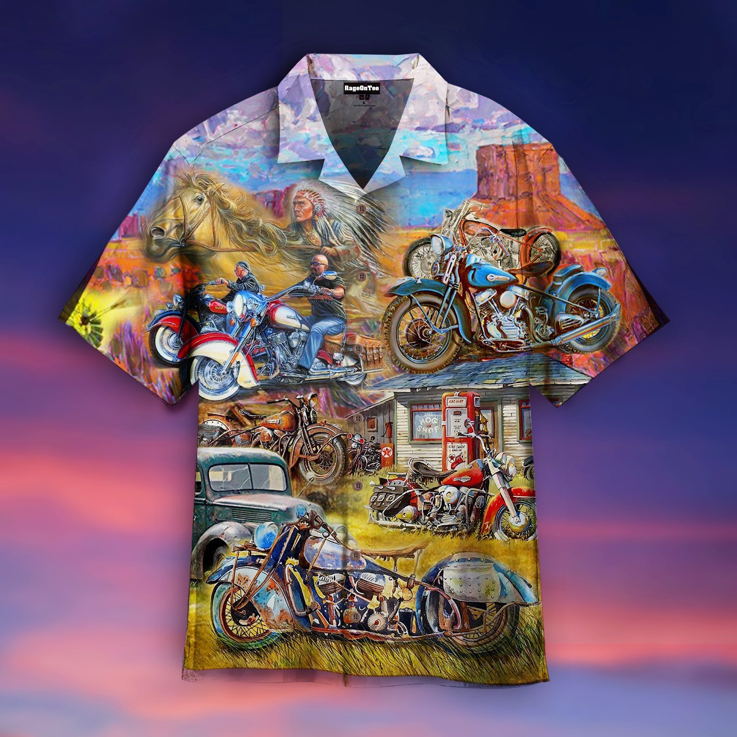 Vintage Motorcycle Hawaii Shirt Ha97980