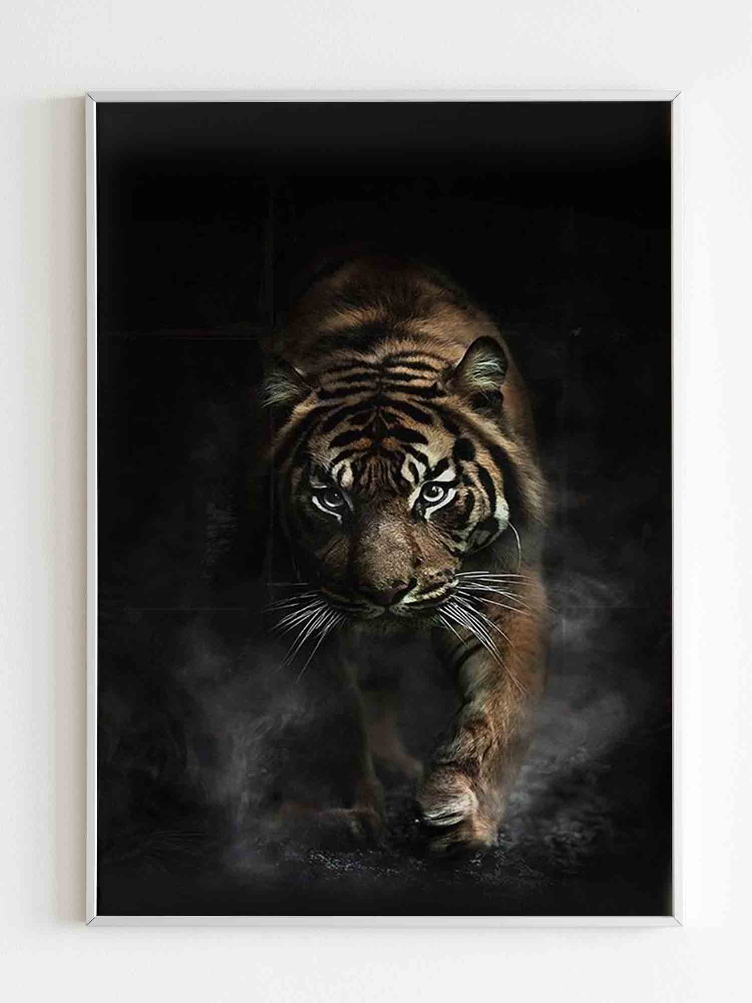 Walking Tiger In The Dark Poster