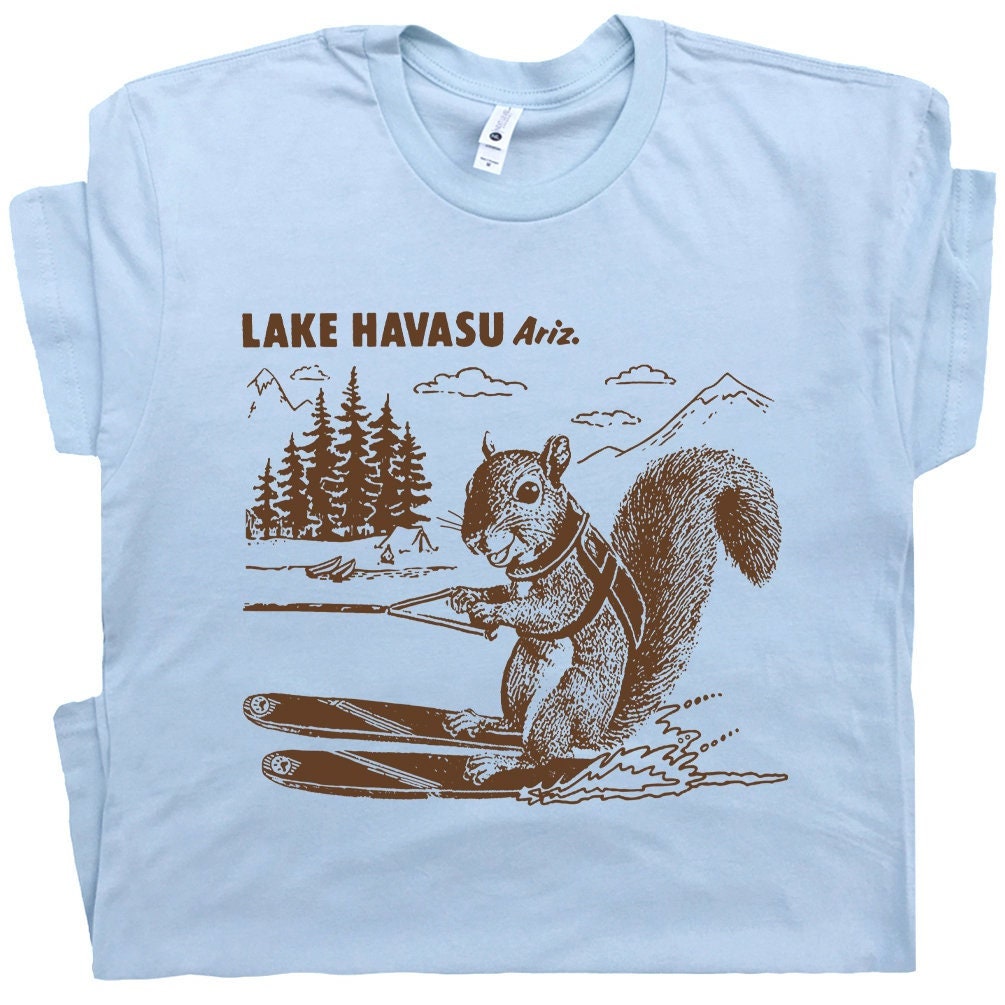 Lake Havasu T Shirt Water Ski Squirrel Shirts for Men Women Retro Vintage Lake Havasu Shirt Water Skiing T Shirt Funny Cute Squirrel Tee