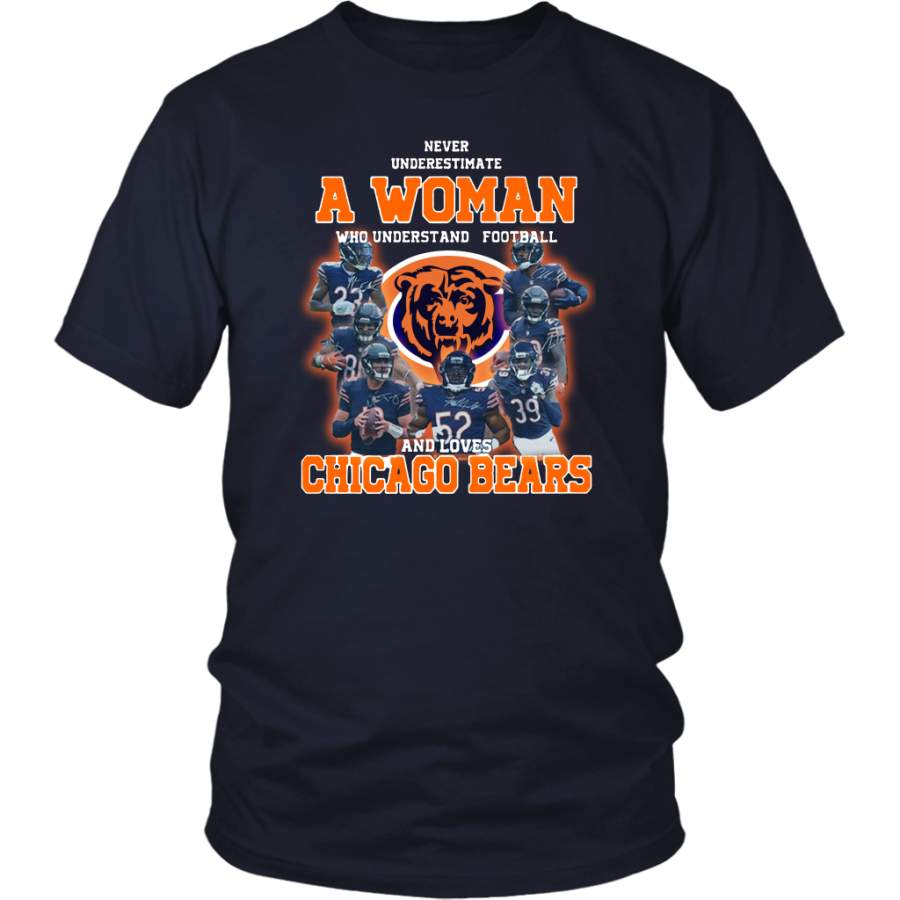 Never Underestimate A Woman Who Understands Football And Loves Chicago Bears Shirt #bears100