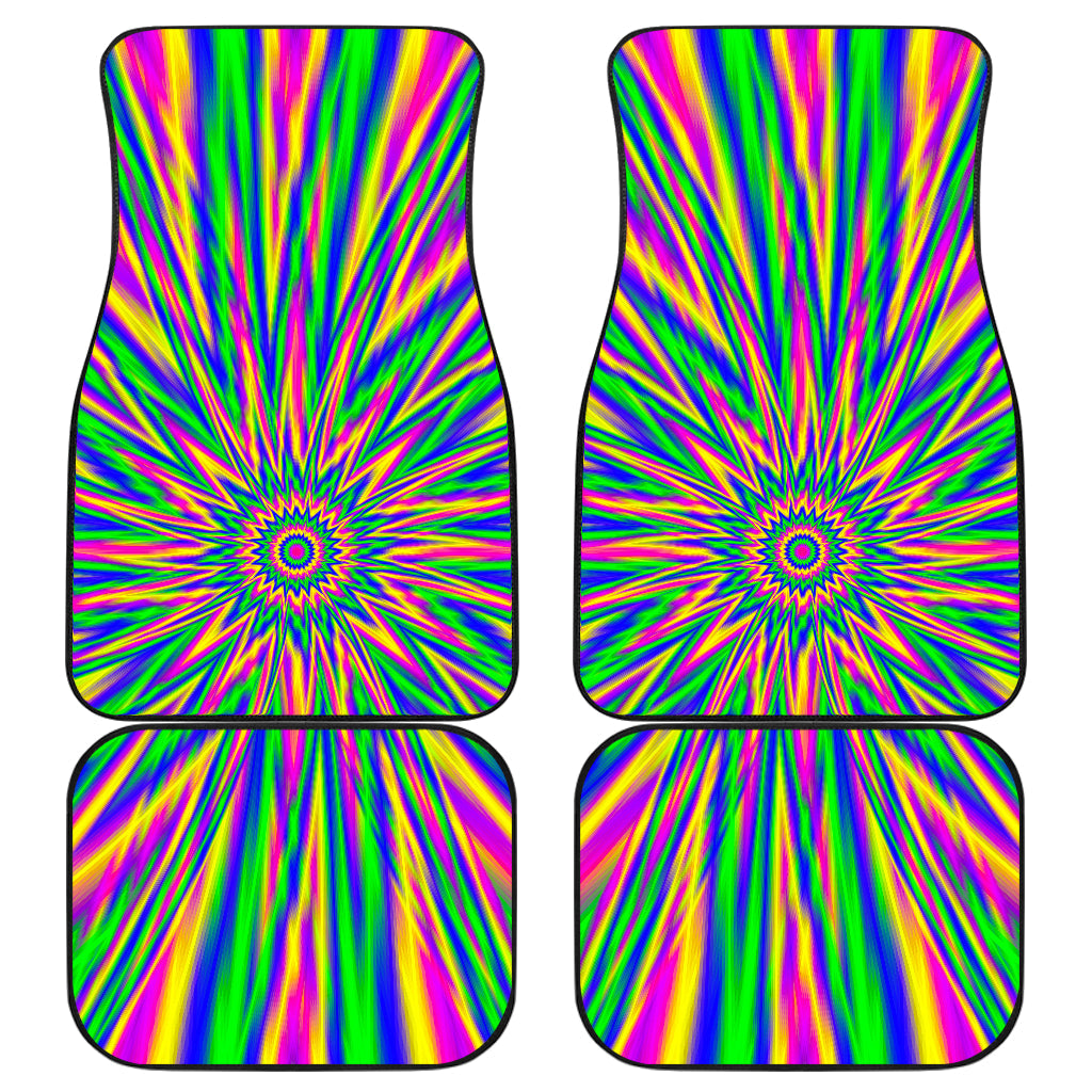 Vibrant Psychedelic Optical Illusion Front And Back Car Floor Mats, Front Car Mat