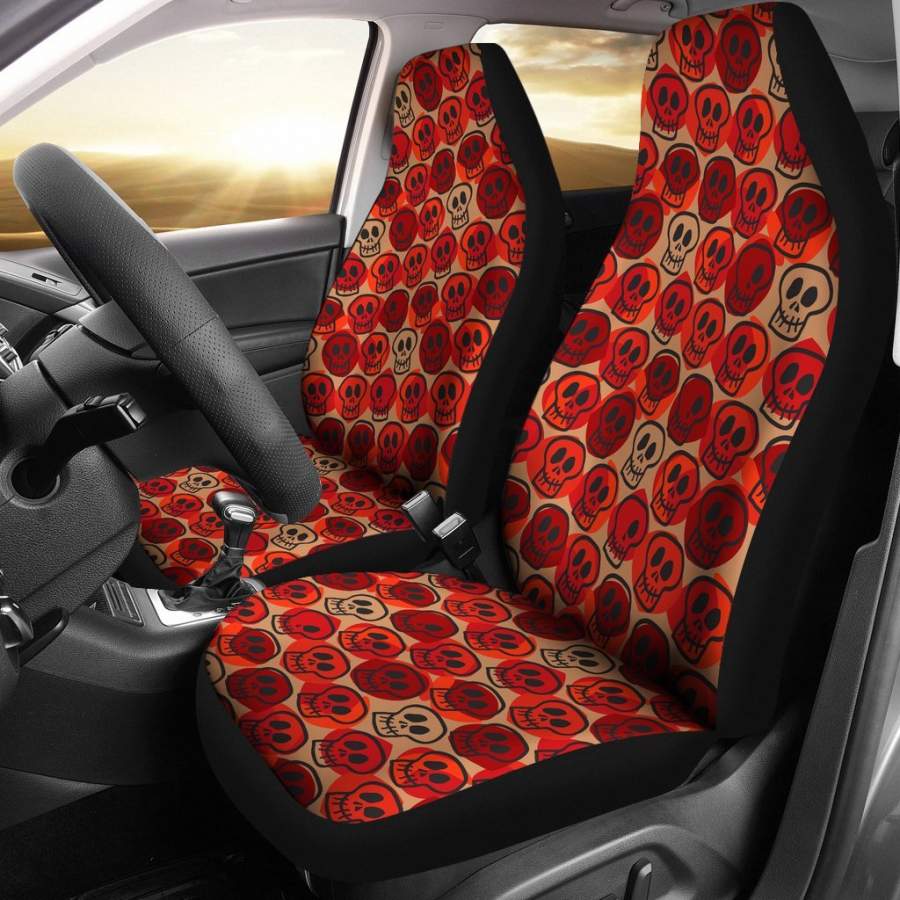 Black Skull Dots Car Seat Covers