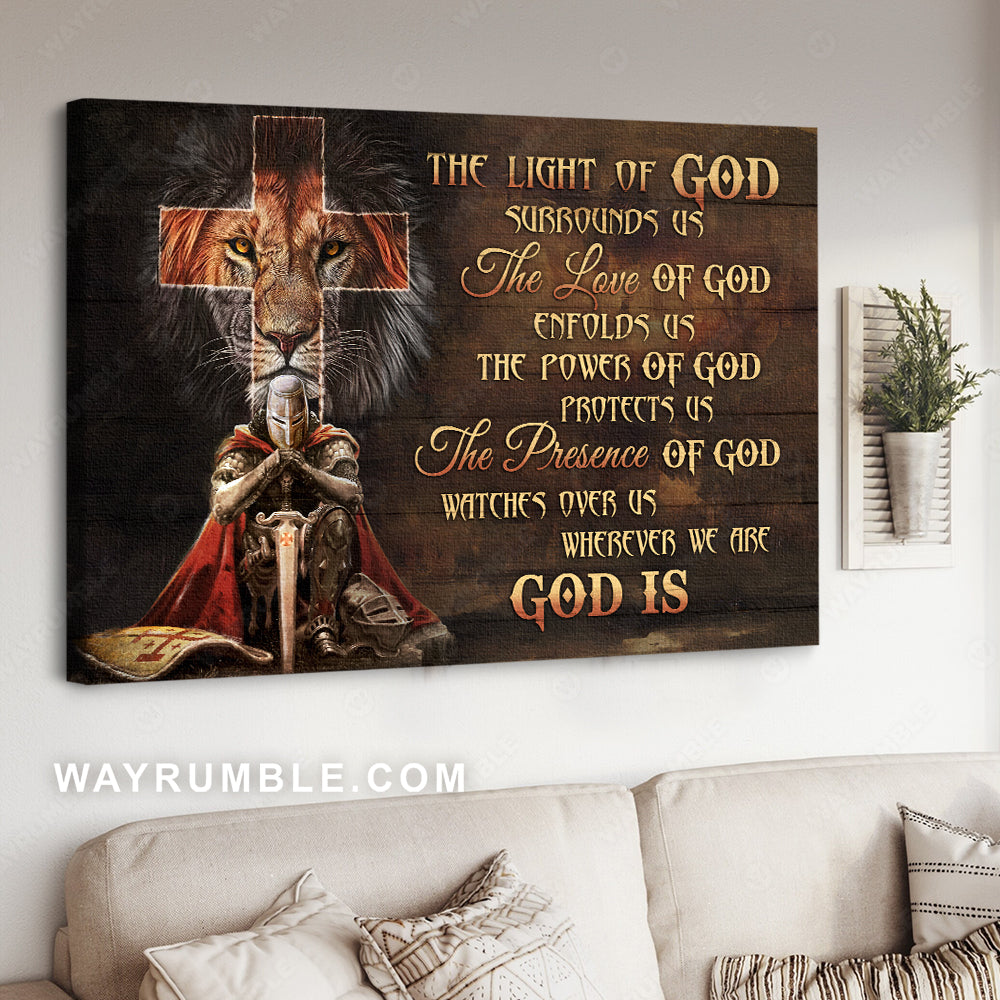 Watercolor Lion, Warrior Drawing, Cross, The Light Of God – Jesus Landscape Canvas Prints, Christian Wall Art