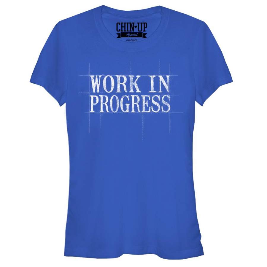 CHIN UP Junior’s Work in Progress  T Shirt Royal