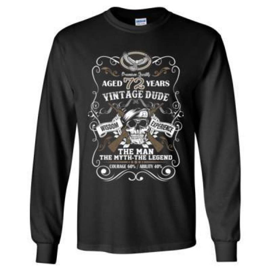 AGR Aged 72 Years Vintage Dude Wisdom Experience The Man The Myth The Legend Courage 60% Ability 40% – Long Sleeve T-Shirt