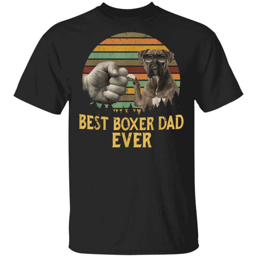 Best Boxer Dad Ever Dog Love Retro Vintage Tshirt