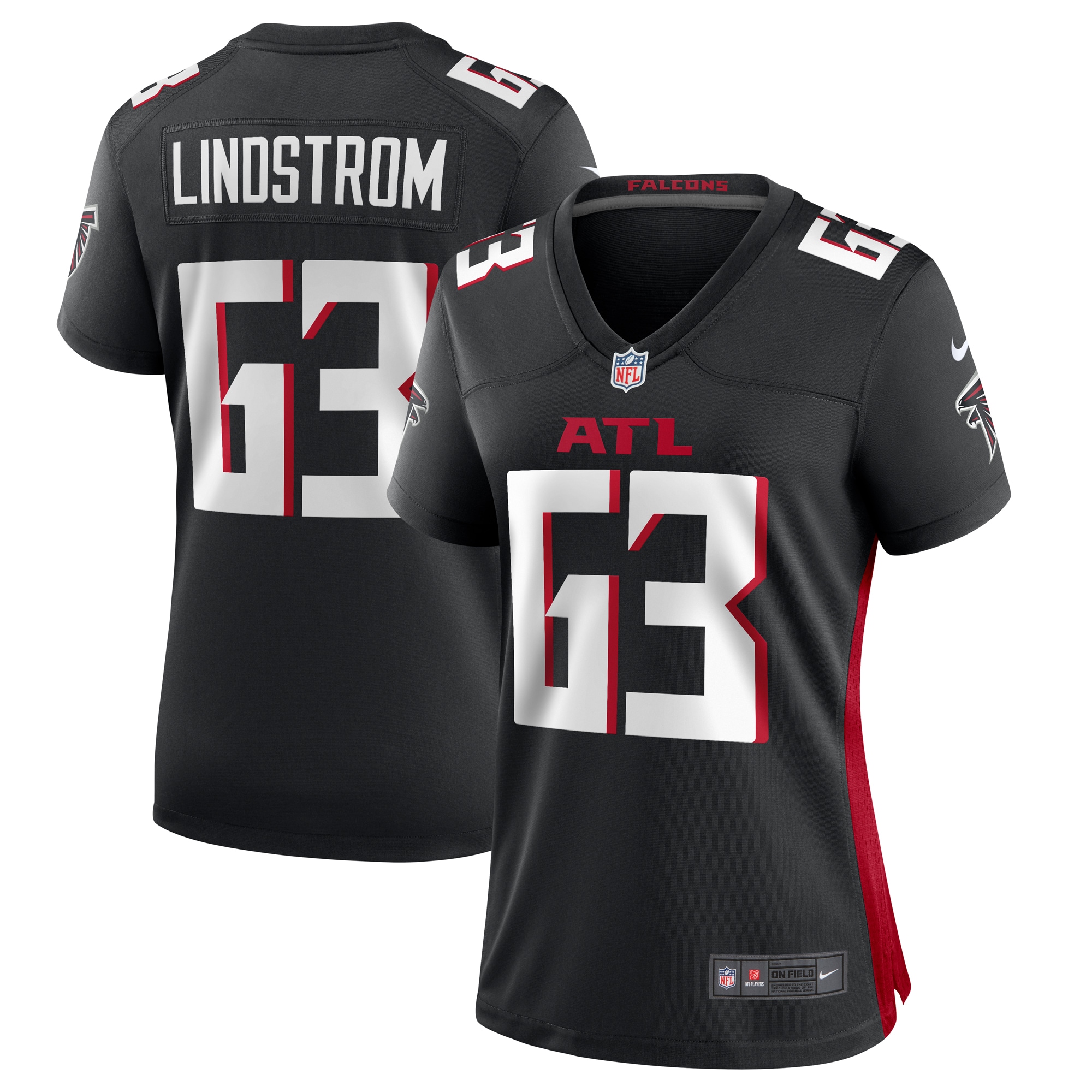 Women’s Atlanta Falcons Chris Lindstrom  Black Team Game Jersey