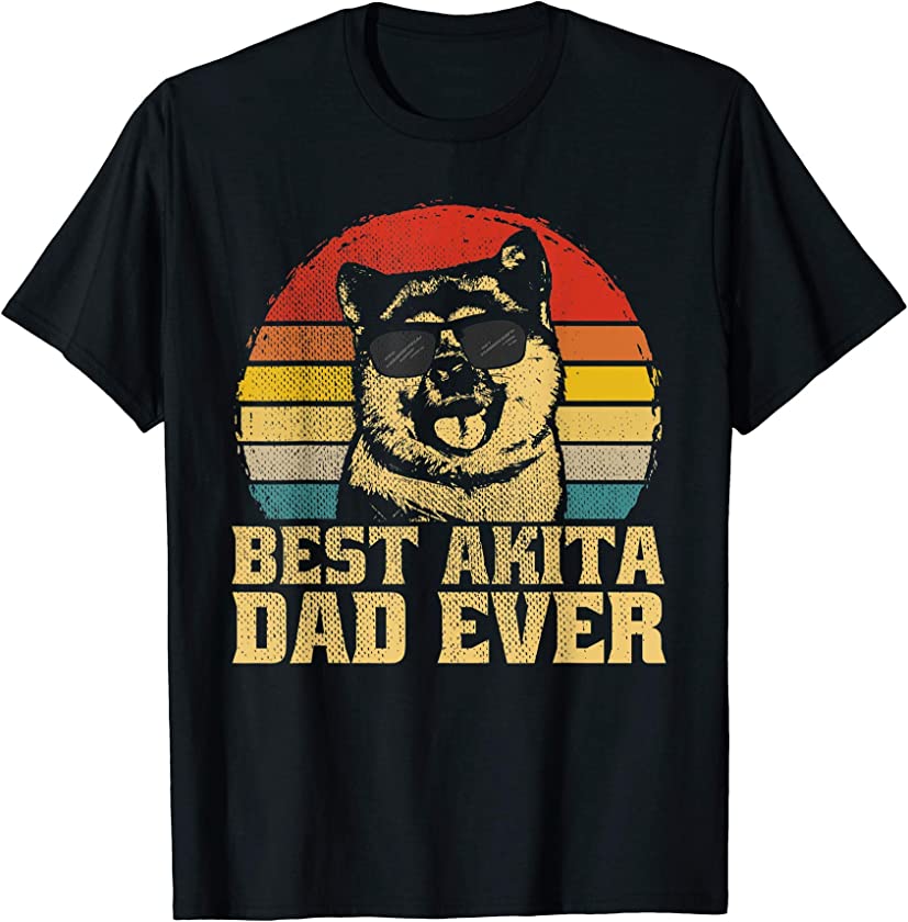 Best Akita Dog Dad Father Papa Puppy Ever Funny Retro Gift T-Shirt