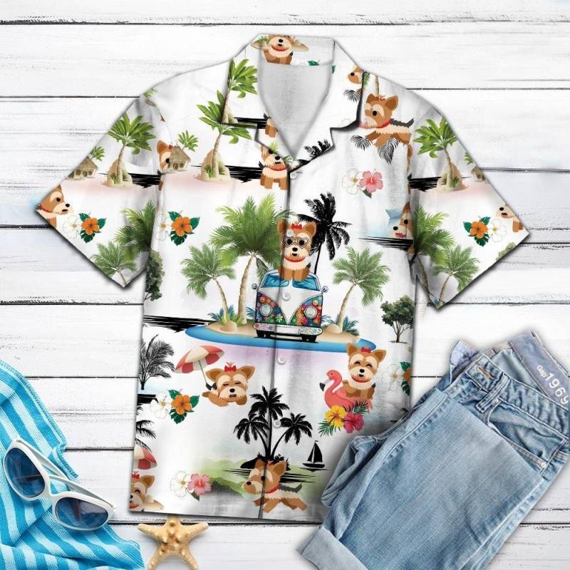 Artsyhomes Yorkshire Terrier Vacation Hawaiian Ha65023