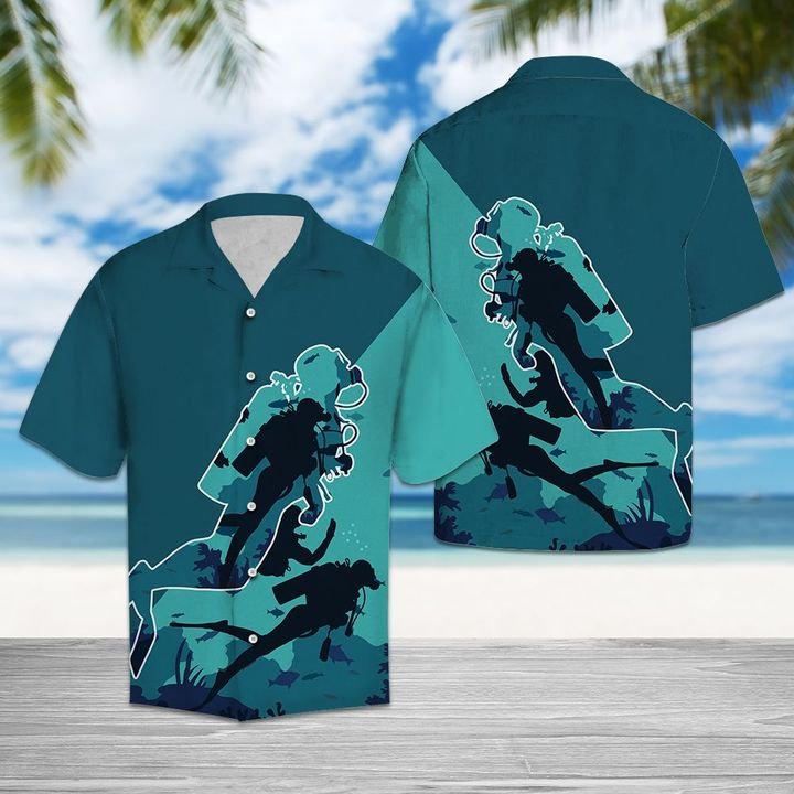 Awesome Scuba Diving Hawaiian Shirt Summer Button Up For Men, Women, Couple