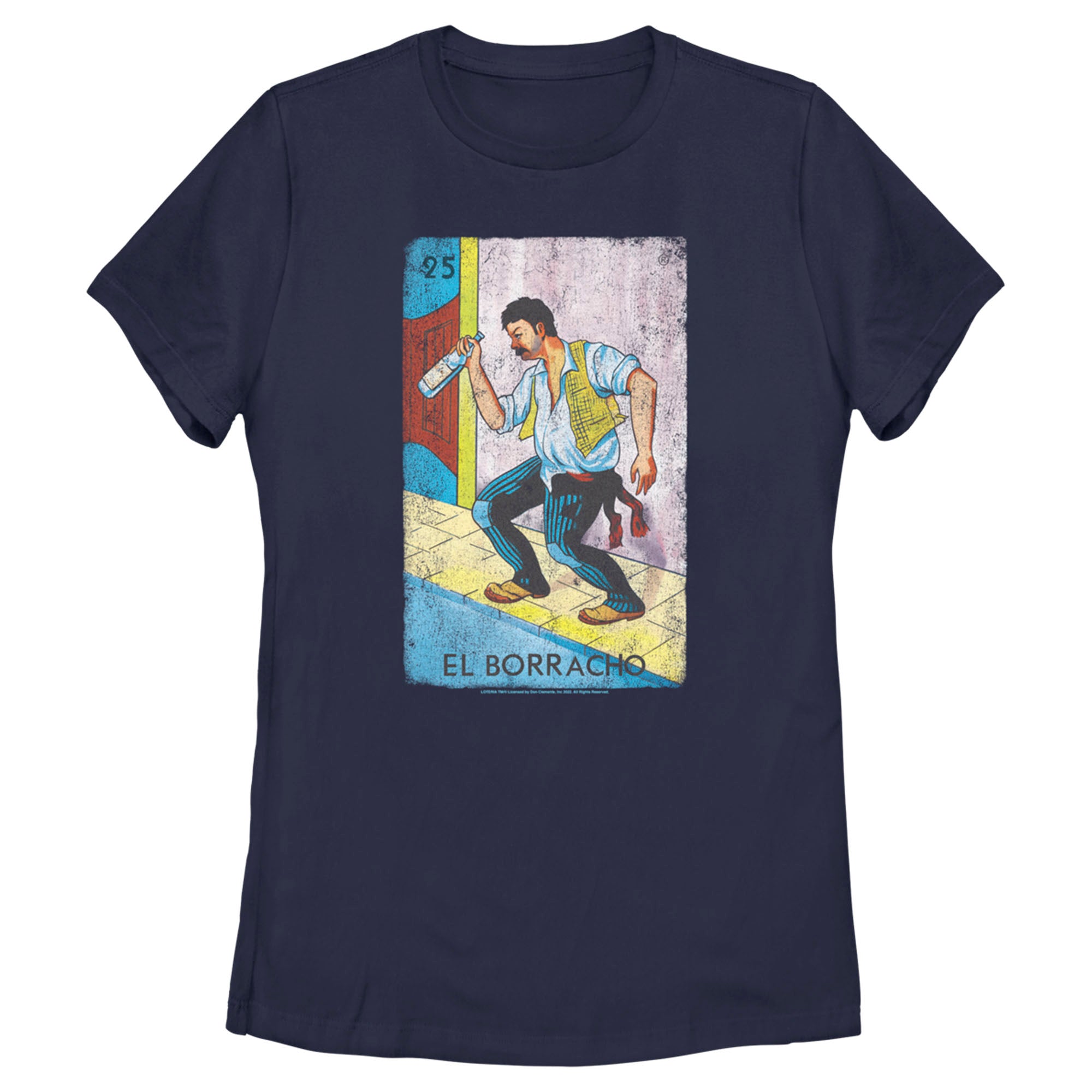 Women’S Loteria El Borracho Card Number 25 Distressed T-Shirt