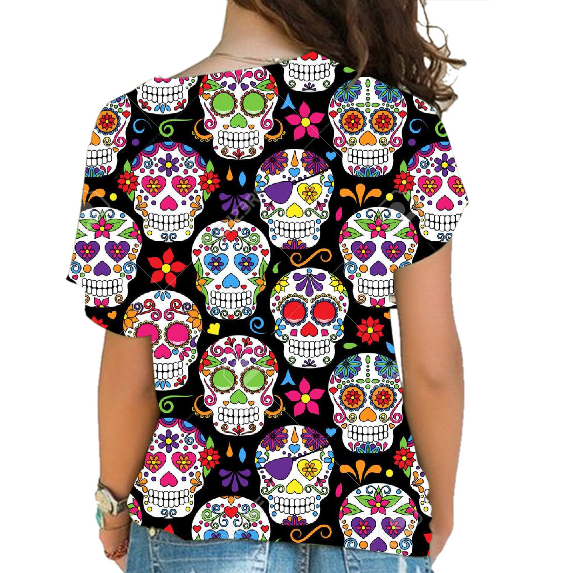 Skull20 Candy Pattern Cross Shoulder Shirt