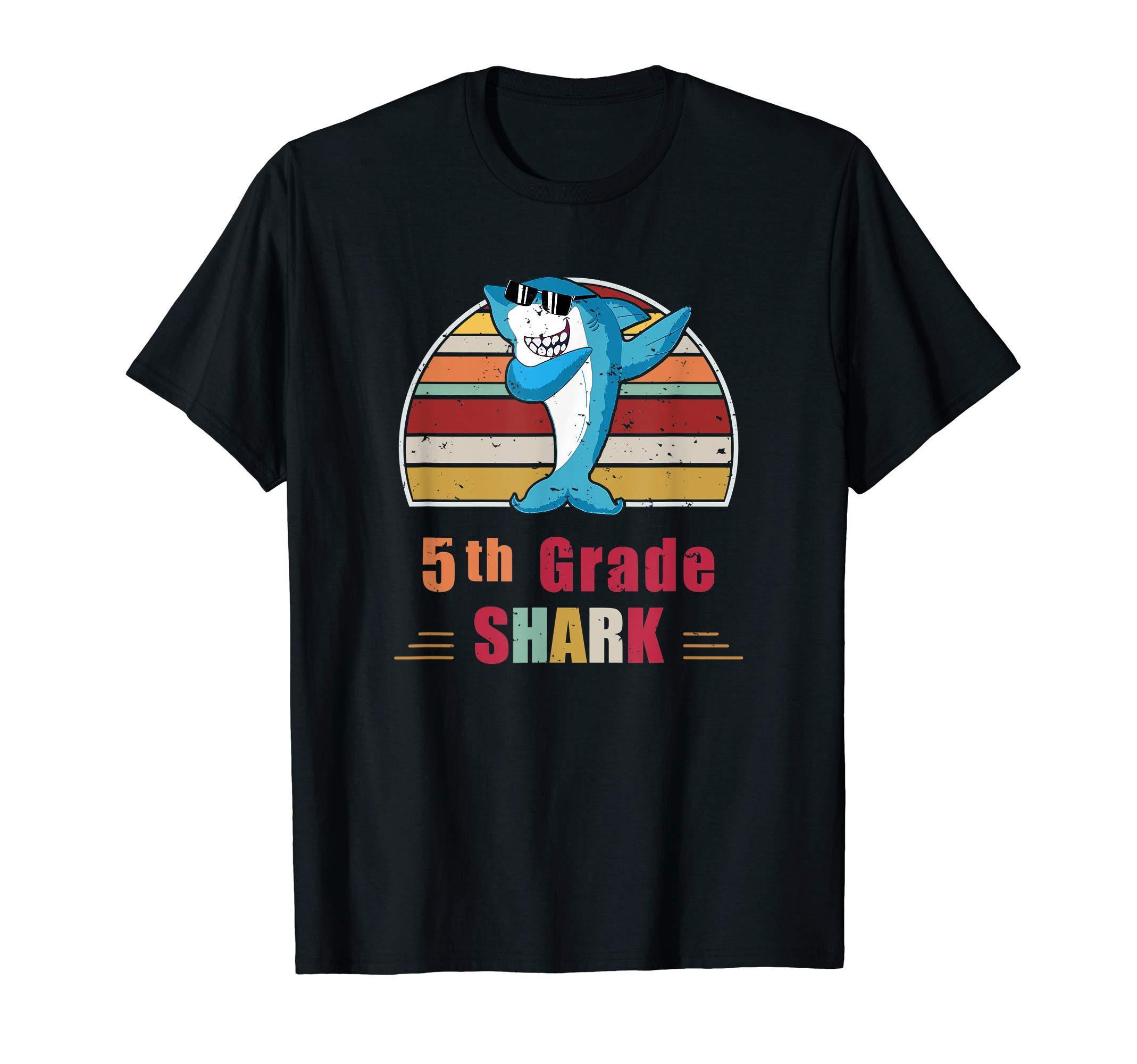 Dabbing Shark 5Th Fifth Grade Team Retro Sunset T Shirt