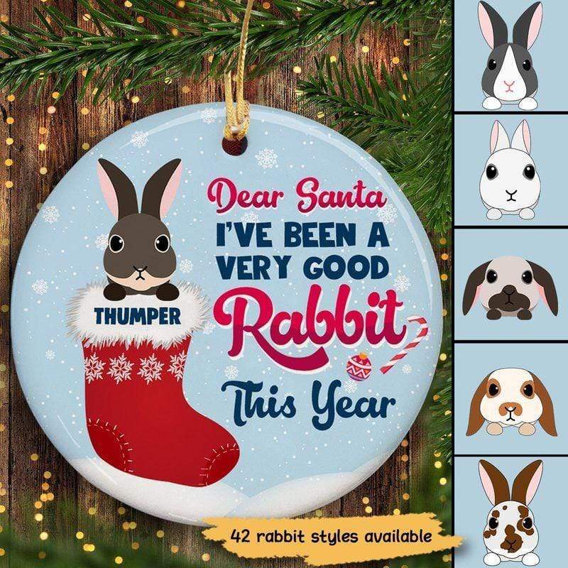 Dear Santa I‘Ve Been A Good Rabbit Christmas Personalized Circle Ornament