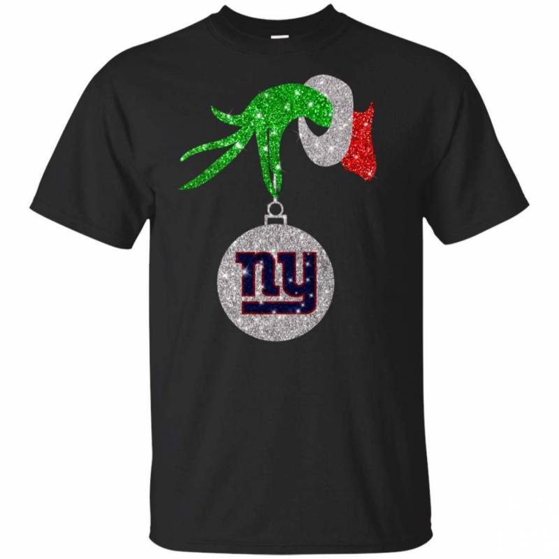 New York Giants Glitter Grinch Monogram Ornament Christmas Gift Youth T-shirt