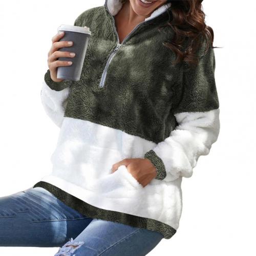 Women’s hooded coat Zipper Autumn Coat Hooded Zipper Pocket Patchwork Contrast Color Loose Thermal Autumn Hooded Coat for Winter alx