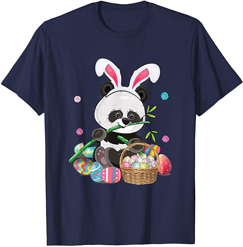 Cute Panda Bunny Ears Easter Eggs Shirt For Girls Boys kids T-Shirt