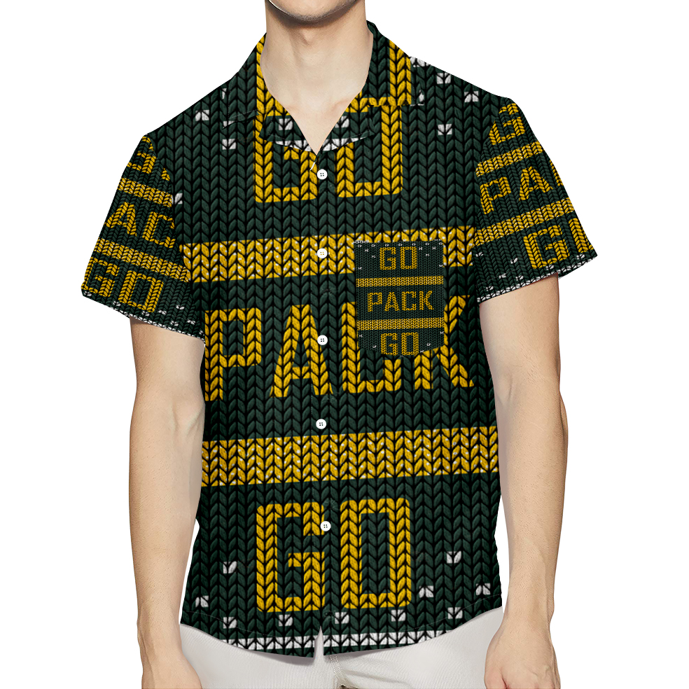 Green Bay Packers Go Pack Go Texture Print 3D All Over Print Summer Beach Hawaiian Shirt With Pocket