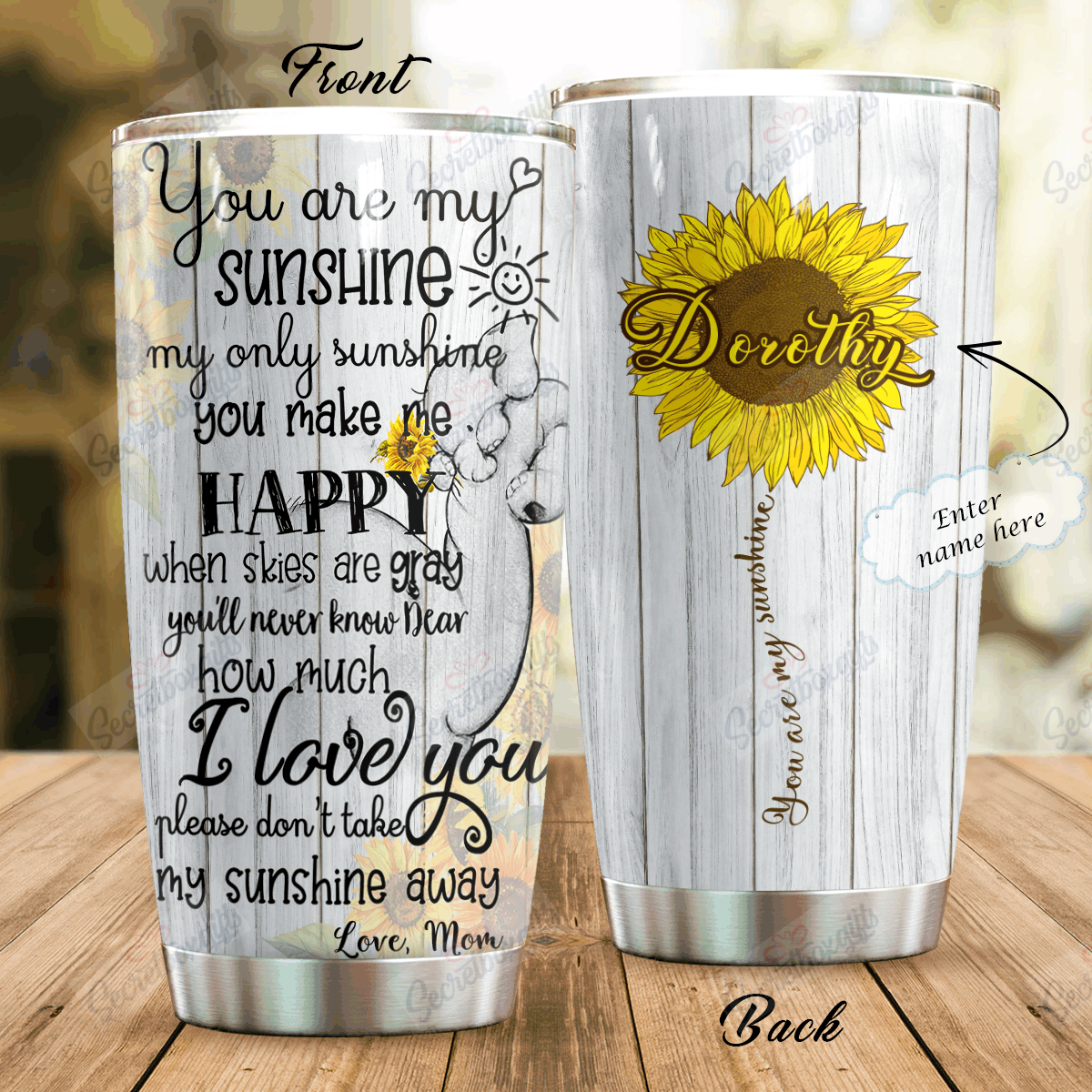 Personalized You Are My Sunshine Elephant Nc1411439Cl Stainless Steel Tumbler Customize Name, Text, Number