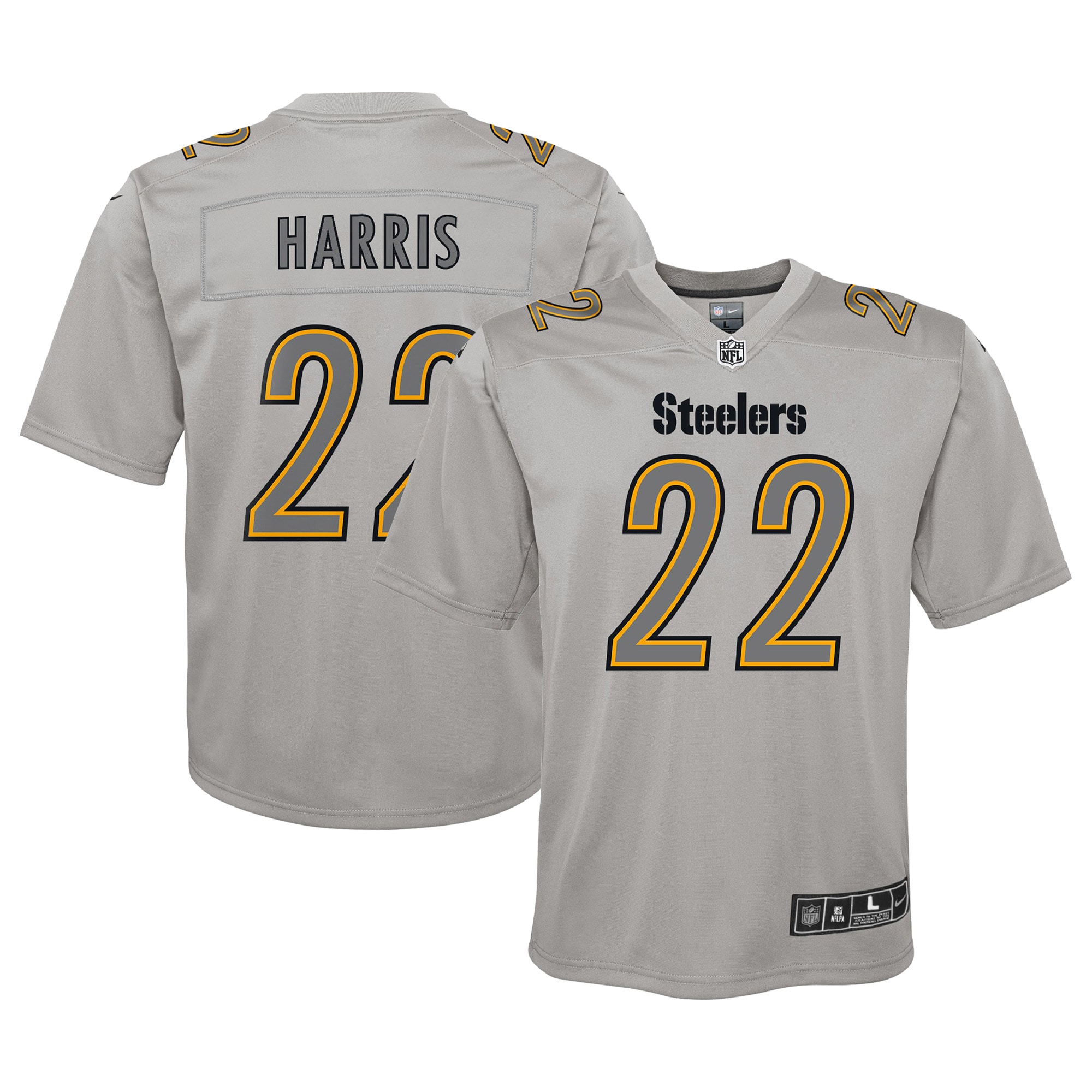 Youth Pittsburgh Steelers Najee Harris Gray Atmosphere Game Jersey