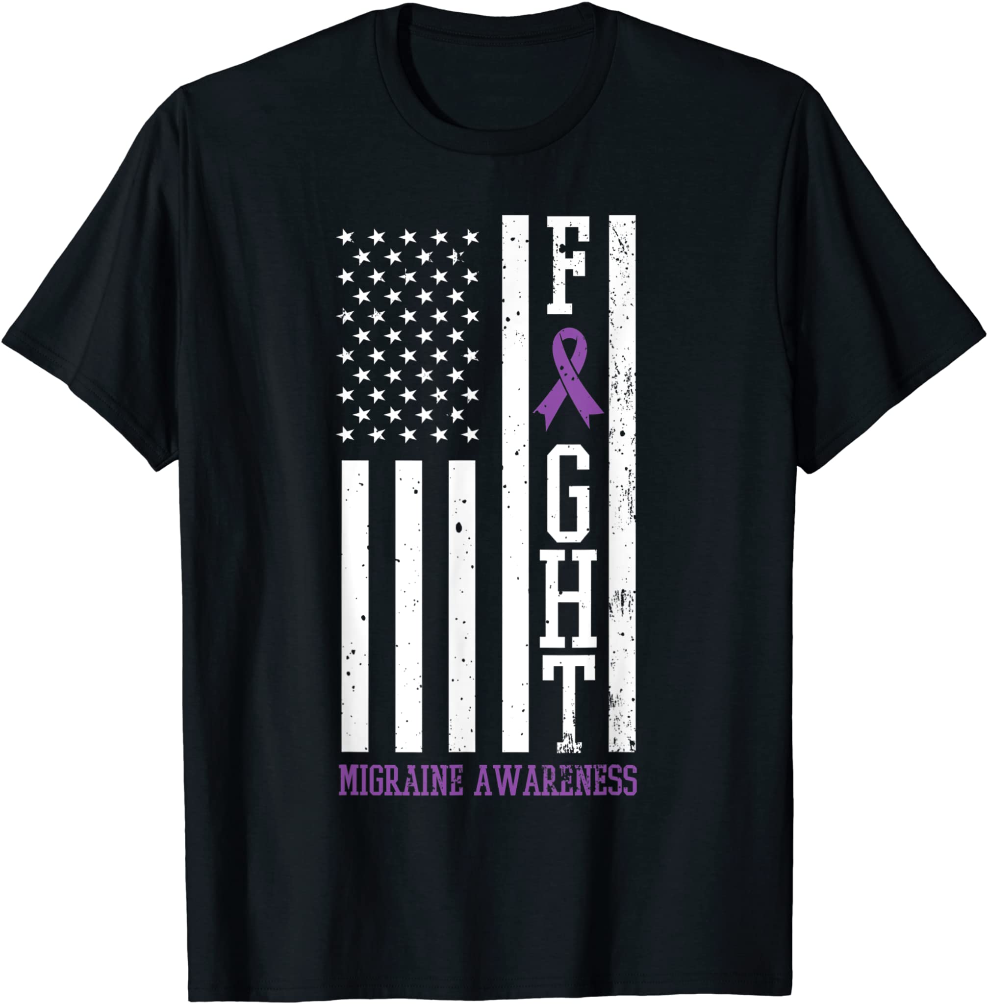 Migraine Awareness Headache Independence Day USA Flag Gift T-Shirt