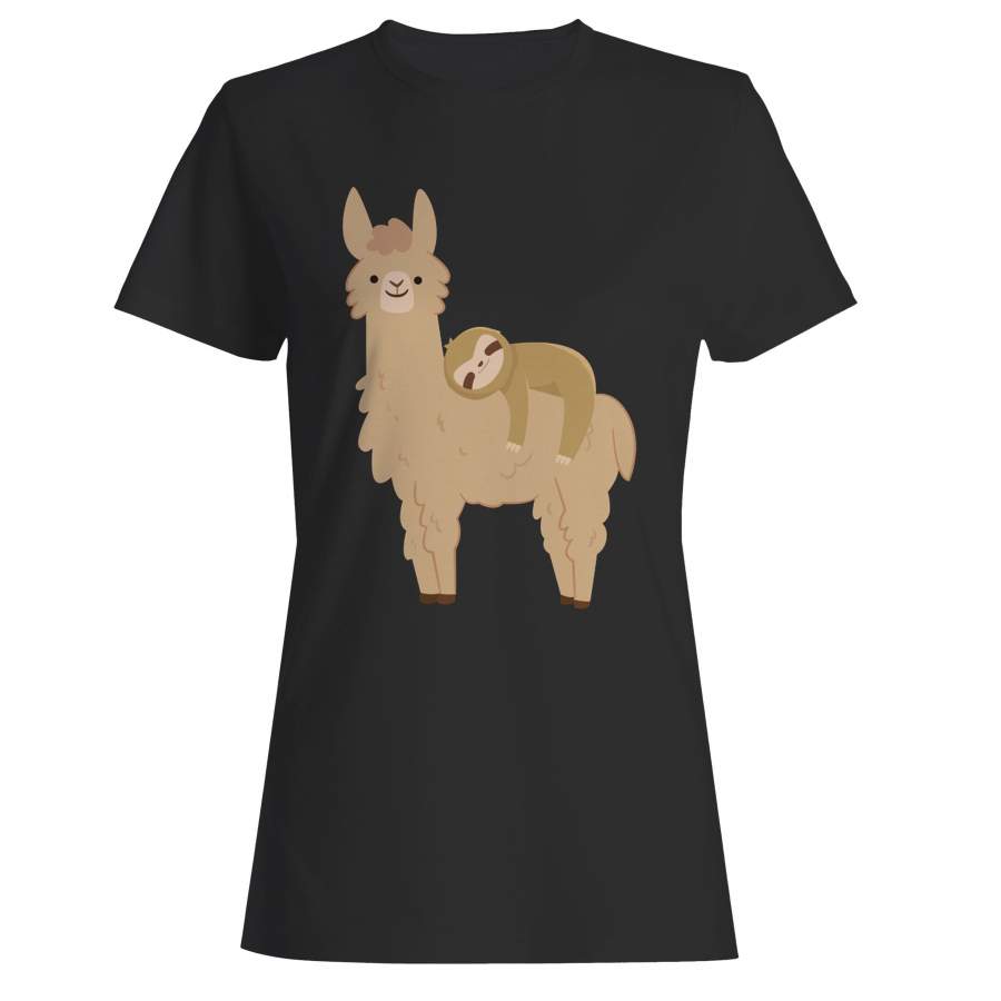 Sloth Relaxing On A Llama Woman’s T-Shirt