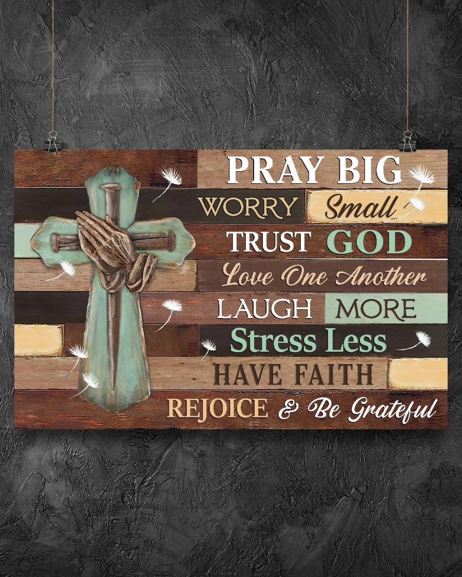 Pray Big Trust God Jesus The Cross Wooden 3D Printed Poster ...