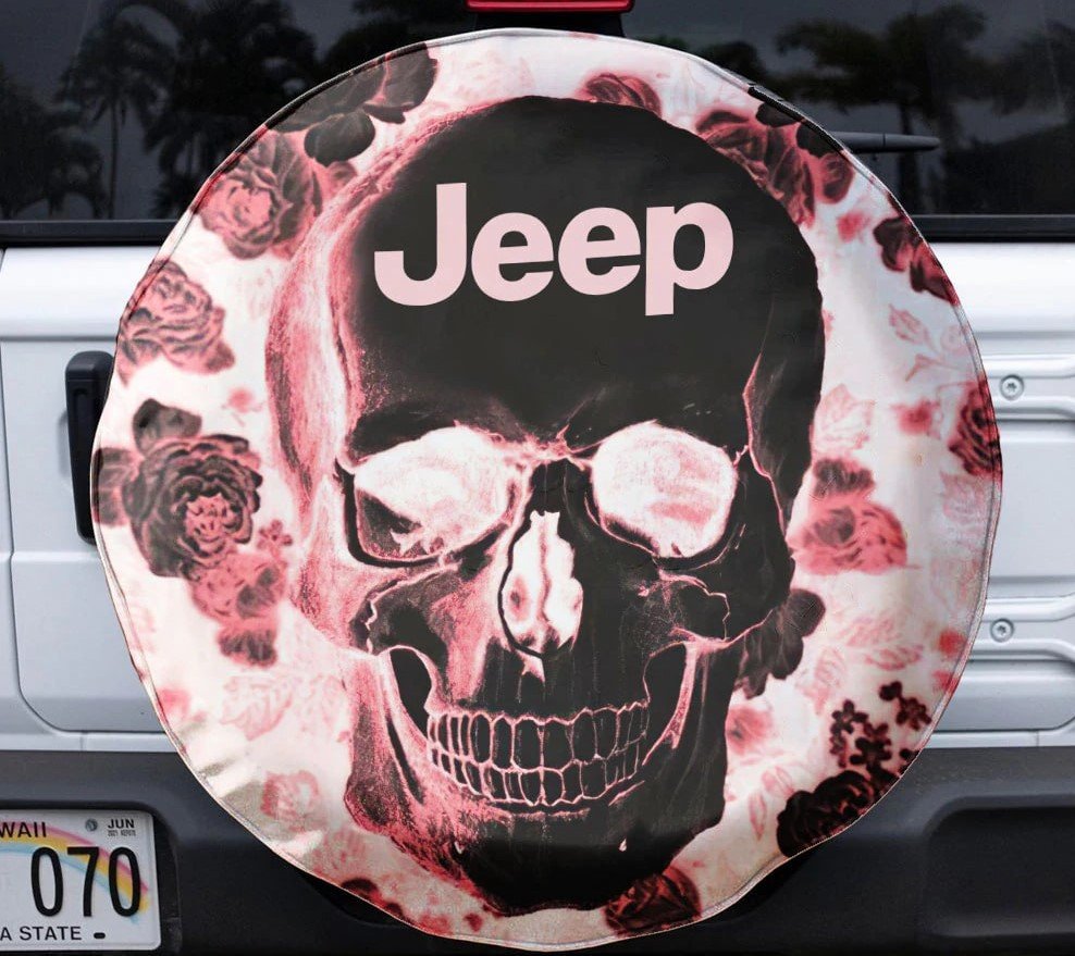 Jeep Skull Flowers Spare Tire Cover