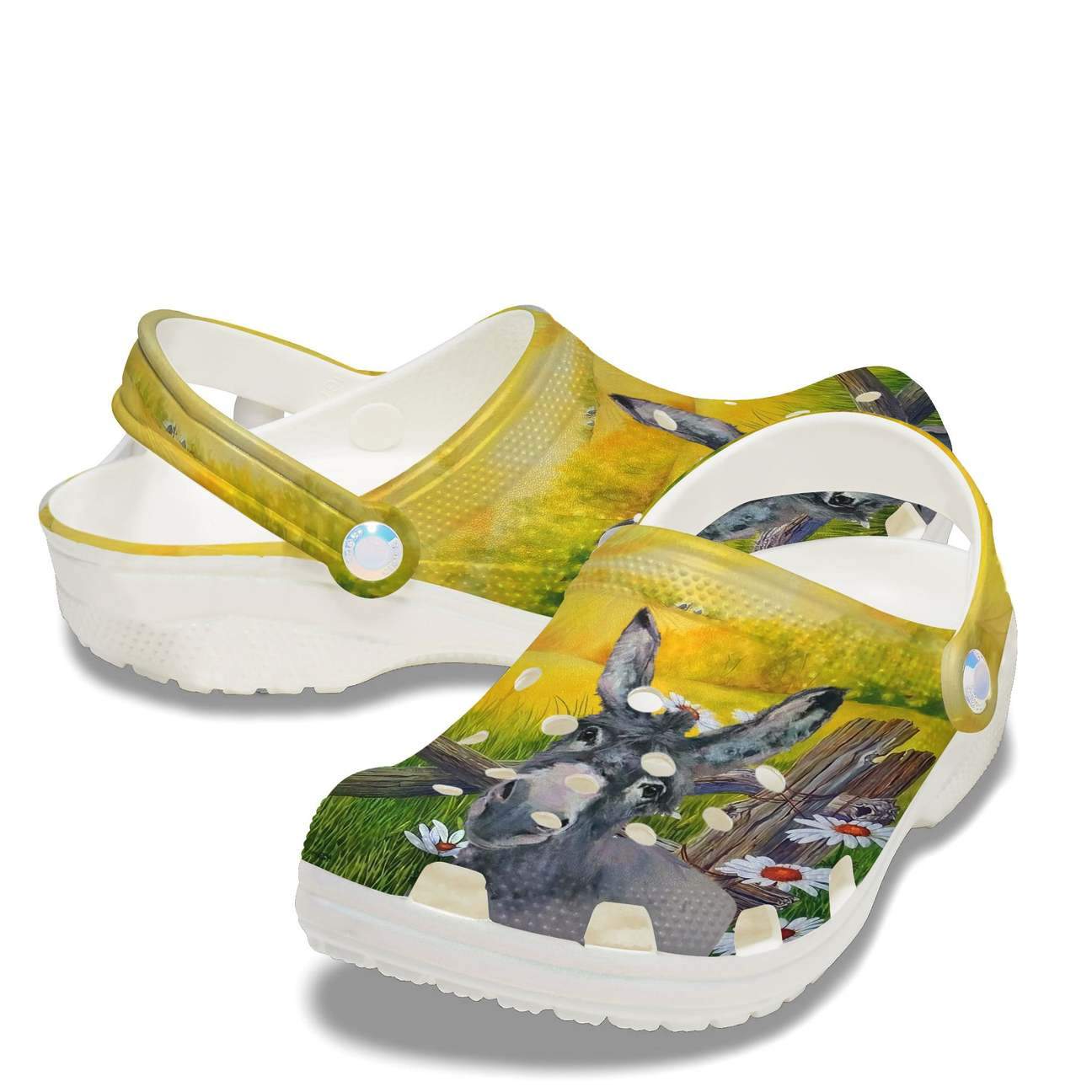 Donkey Personalized Clog, Custom Name, Text, Color, Number Fashion Style For Women, Men, Kid, Print 3D Donkey With Flower