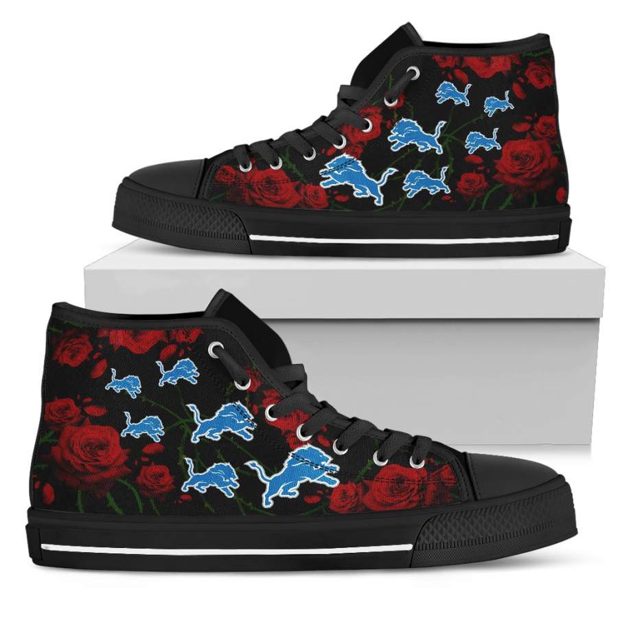 Lovely Rose Thorn Incredible Detroit Lions High Top Shoes