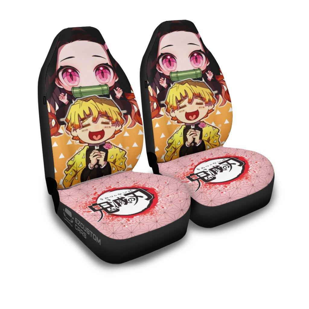 Zenitsu And Nezuko Car Seat Covers Custom Car Accessories Demon Slayer Anime