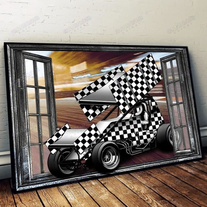 Window View-Dirt Track Racing Poster & Canvas Tv334576